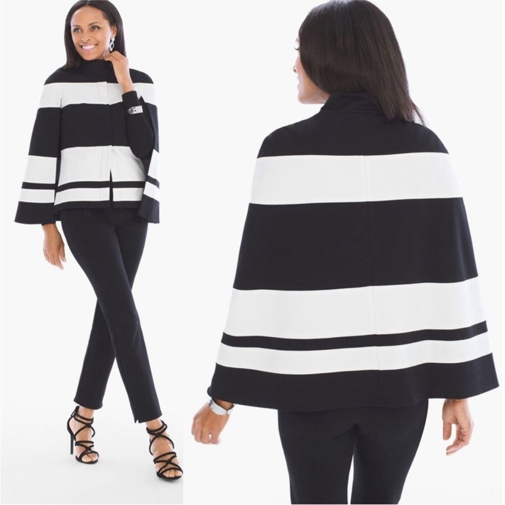 Chicos Black and White Cape size 12